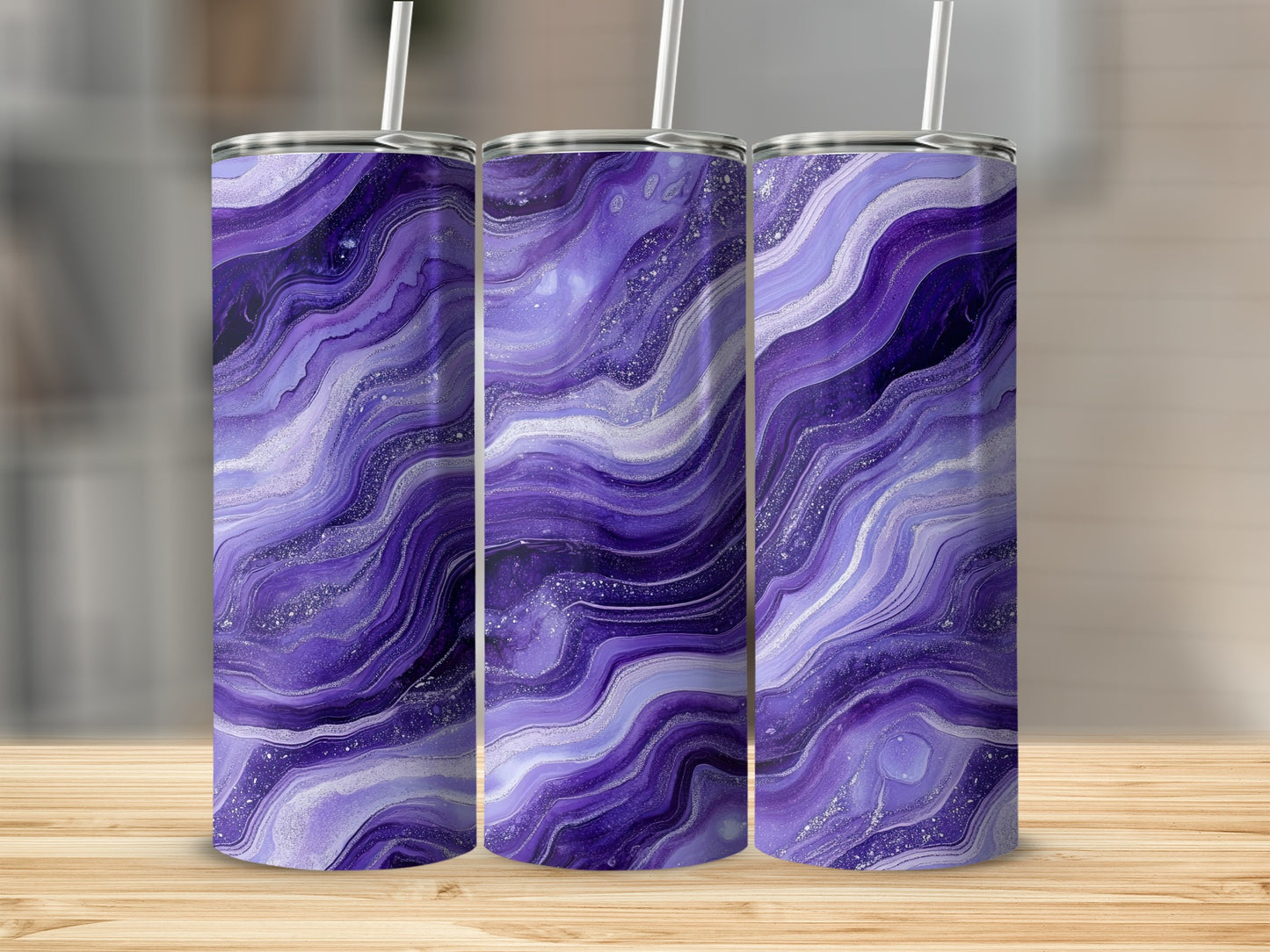 Purple Agate Style Wavy Pattern Abstract Swirls Tumblers