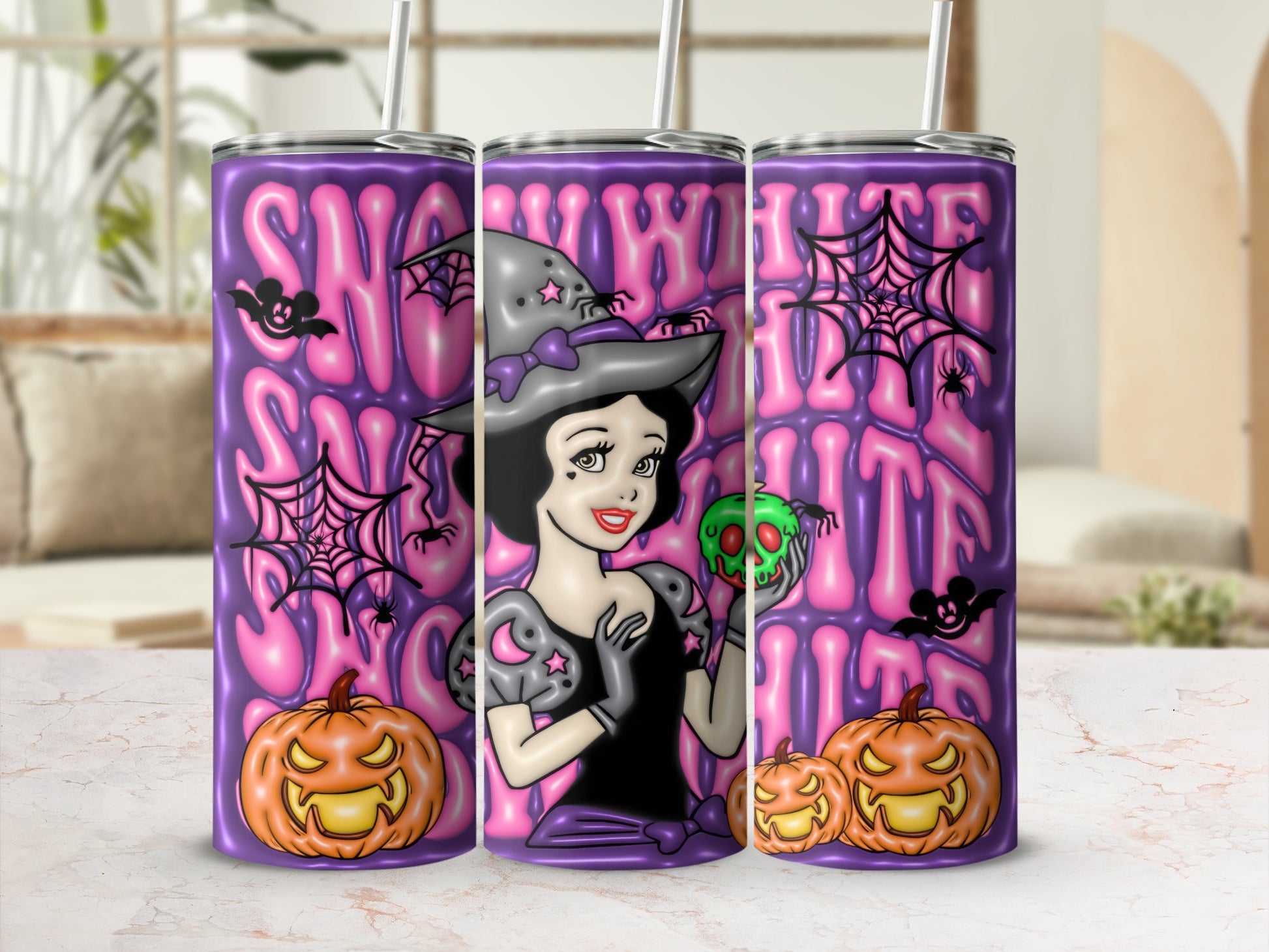Snow White Halloween Themed Tumbler Cup for Spooky Fun