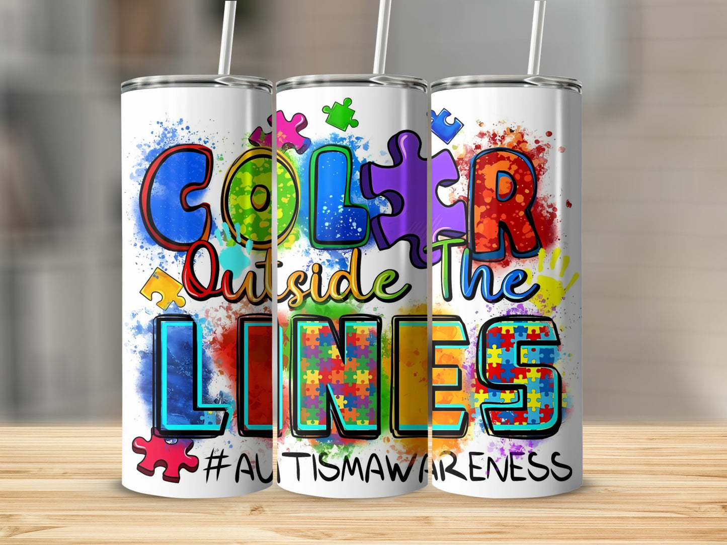 Color Outside the Lines Autism Awareness Tumbler