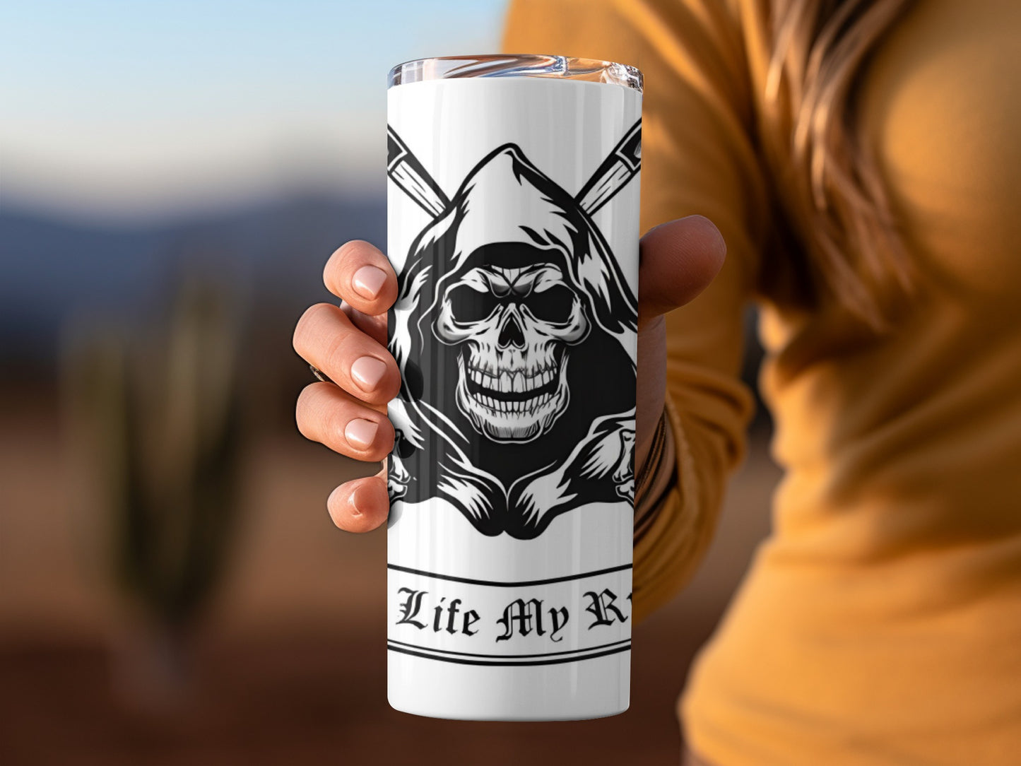 Life My R Skull Art Travel Tumbler for Beverages