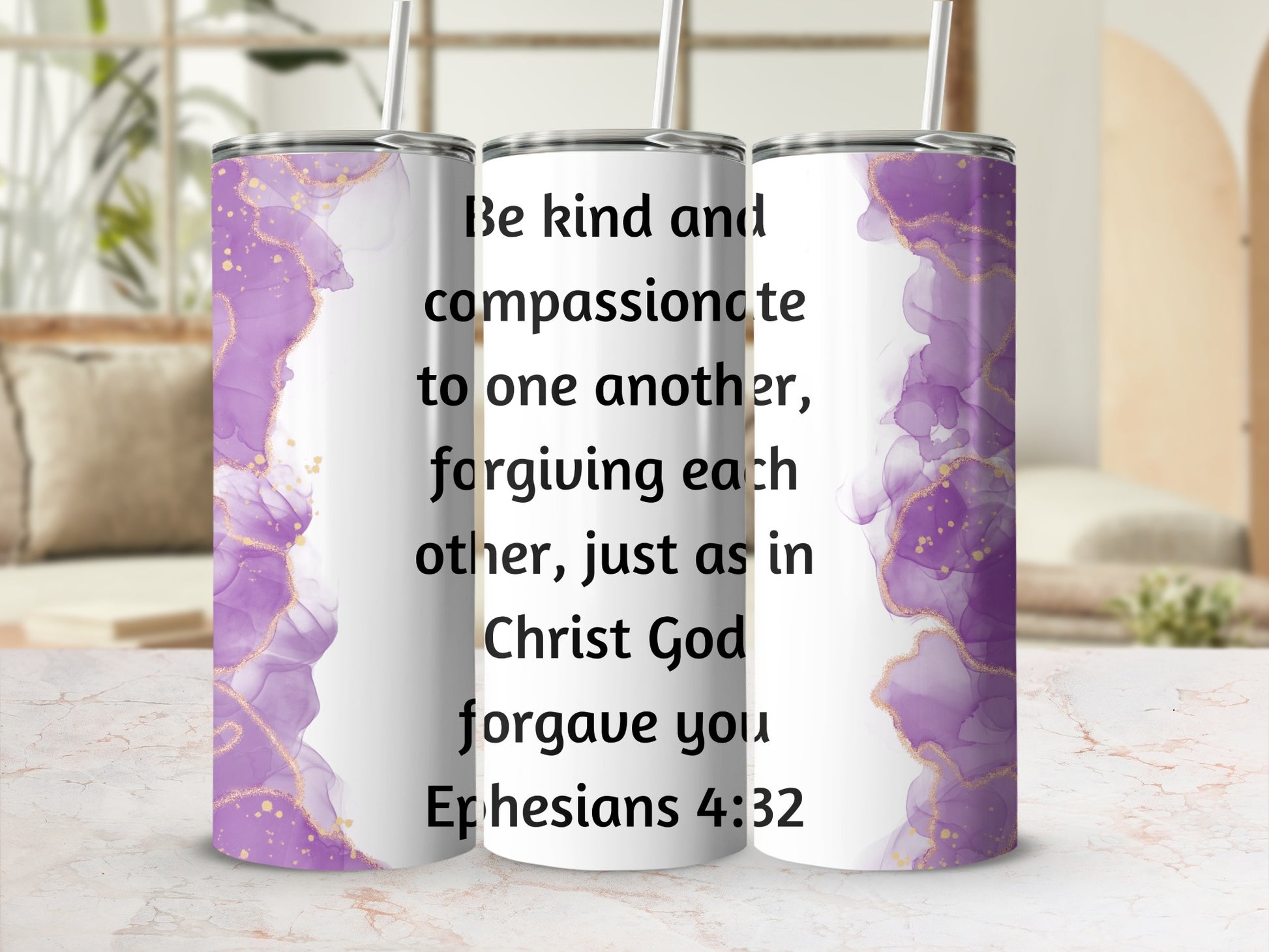 Inspirational Bible Verse Purple Tumbler Product