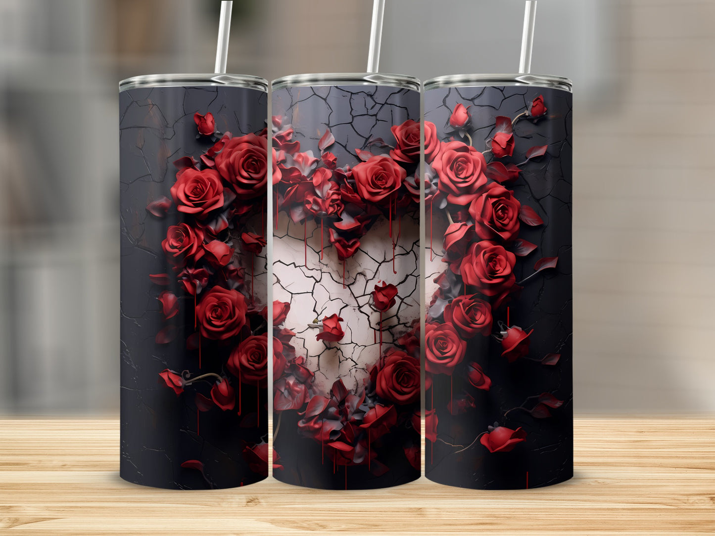 Heart of Red Roses Artistic Tumblers Elegant Design