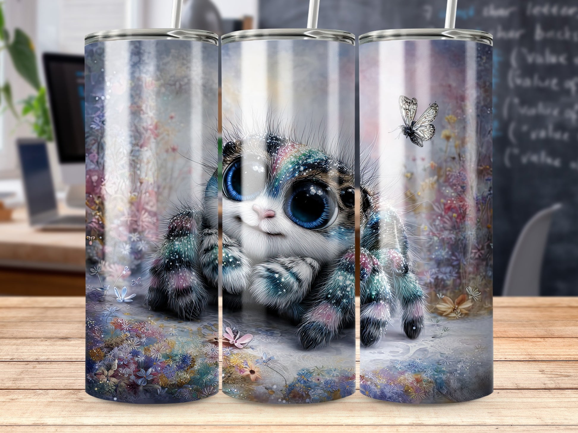 Cute Furry Creature with Butterflies Tumbler