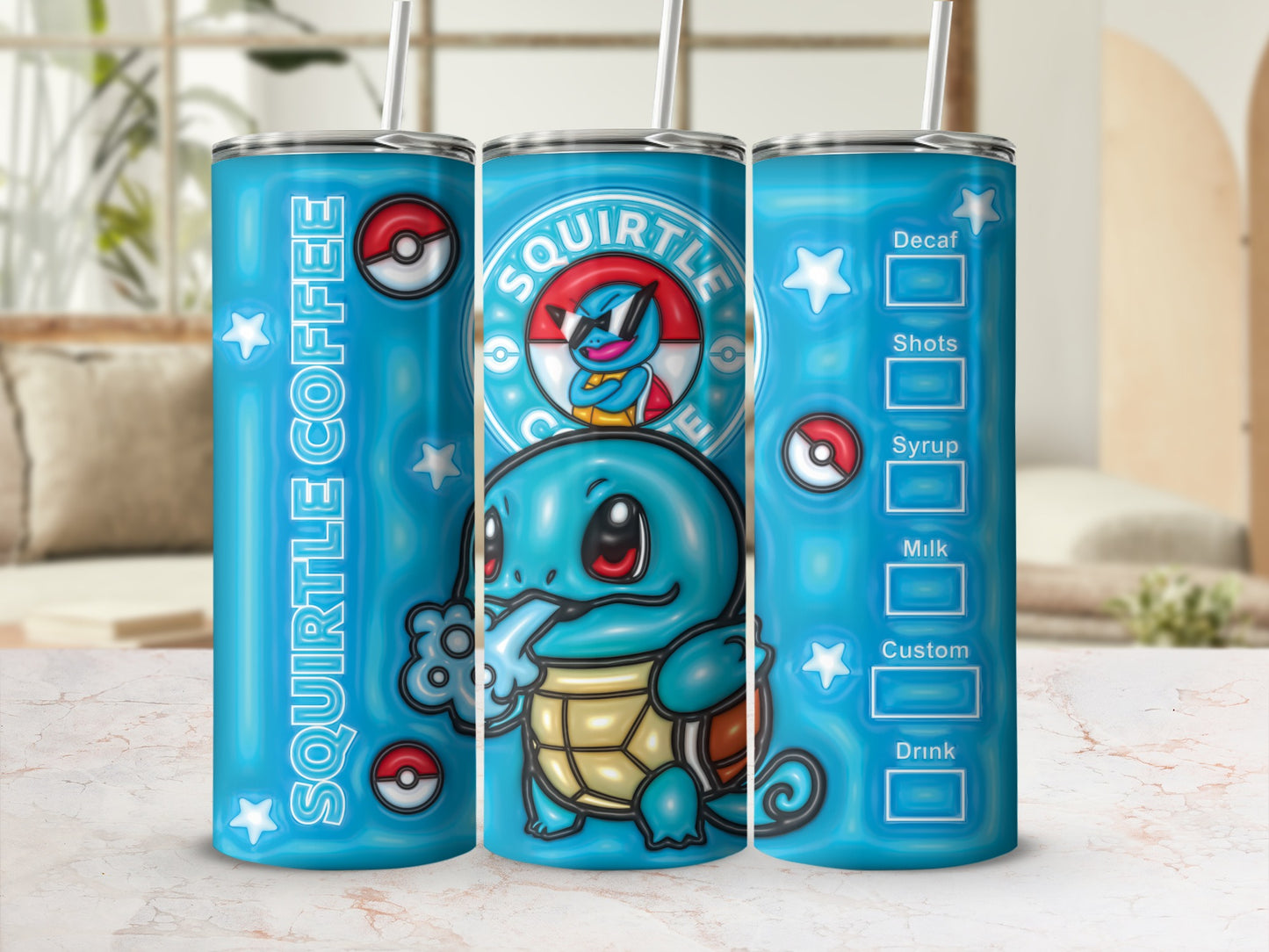 Squirtle Coffee Design Insulated Tumbler Flask