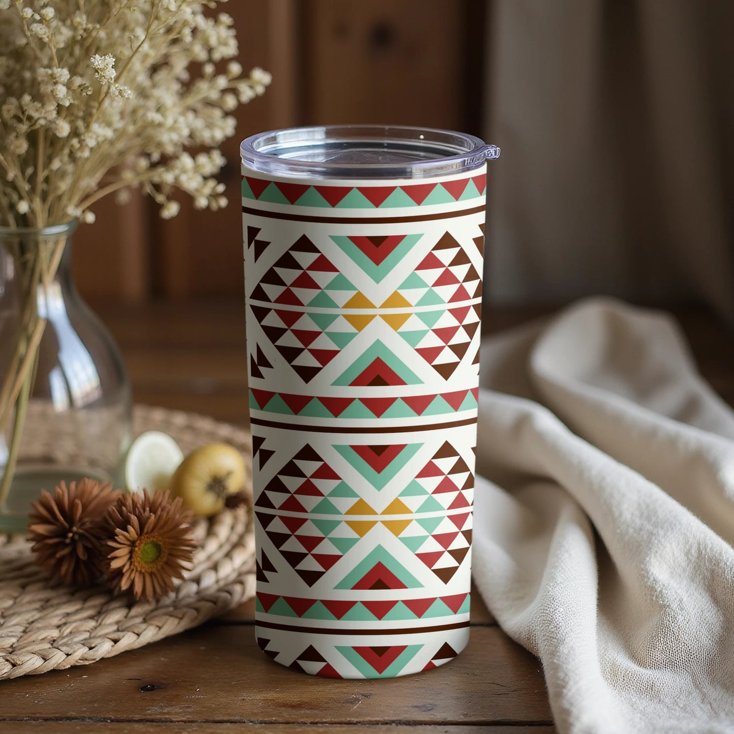 Geometric Tribal Pattern Insulated Tumbler Cup
