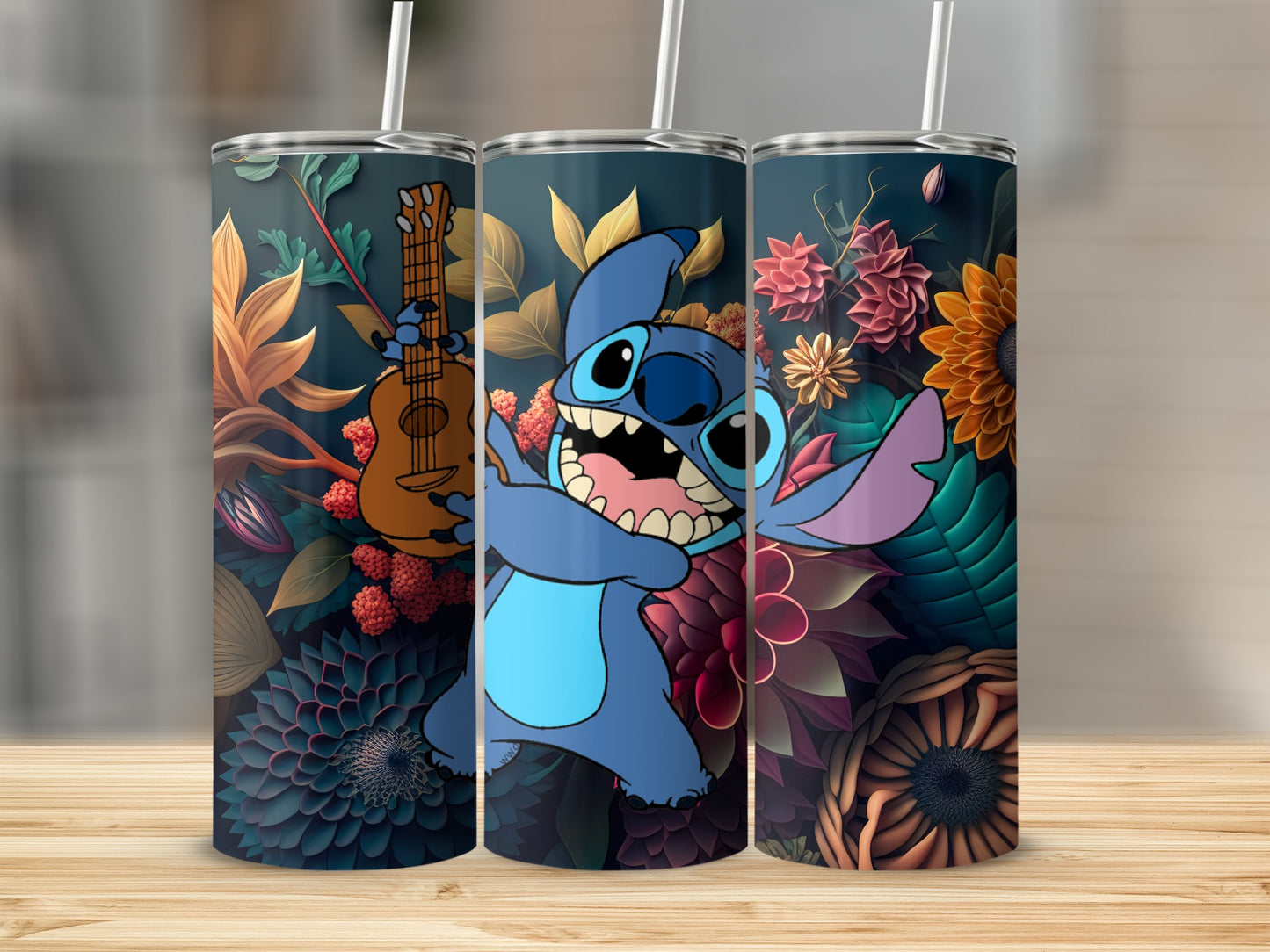 Colorful Floral Design Vibrant Character Tumbler Cup