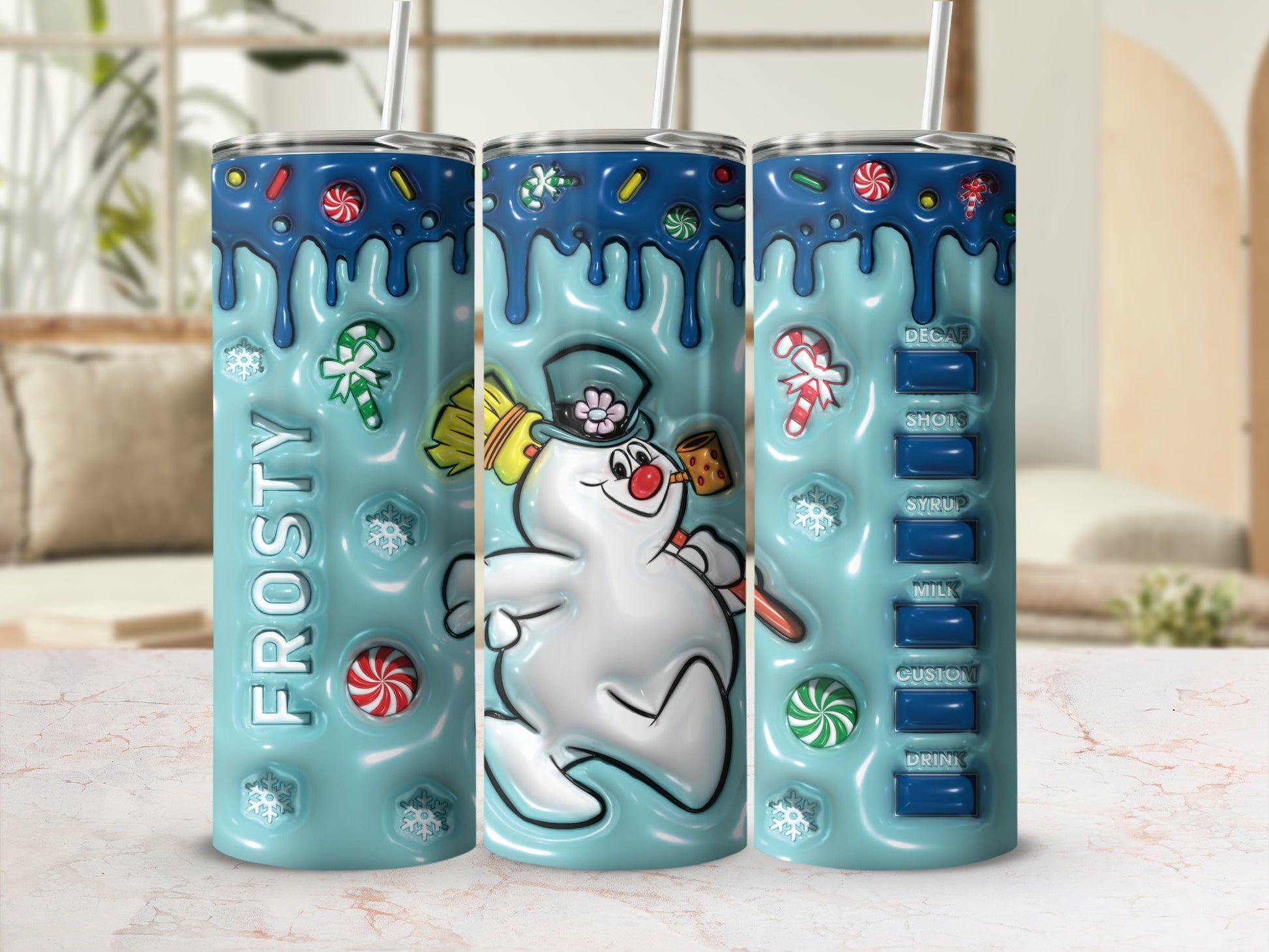 Frosty Snowman Design Insulated Travel Tumbler