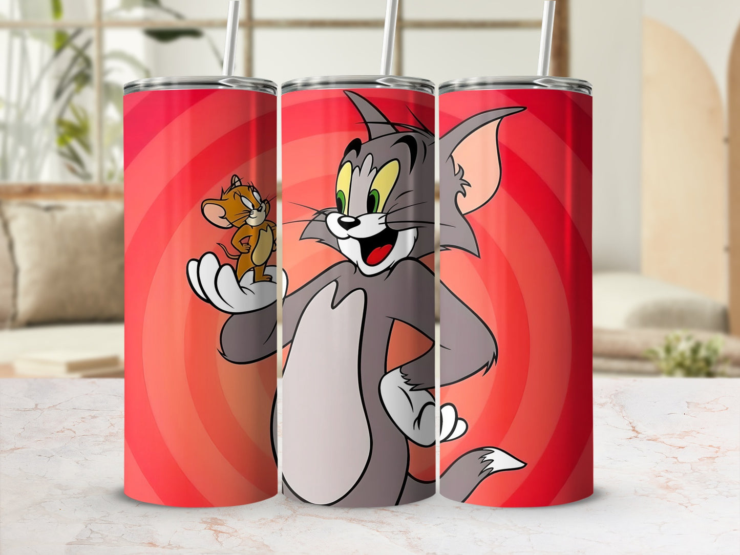 Tom and Jerry Cartoon Themed Insulated Tumbler