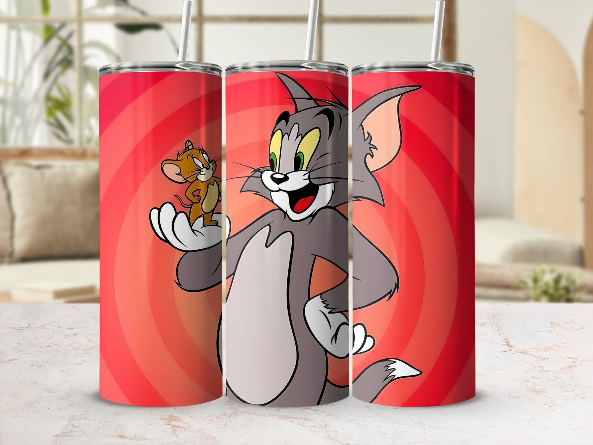 Tom and Jerry Cartoon Themed Insulated Tumbler