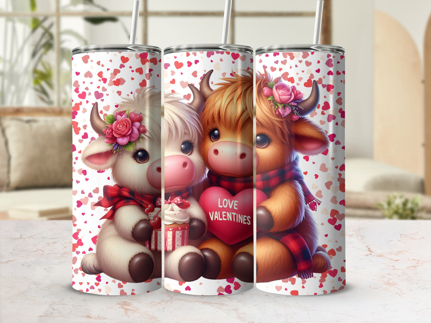 Adorable Valentines Tumblers with Heart Designs
