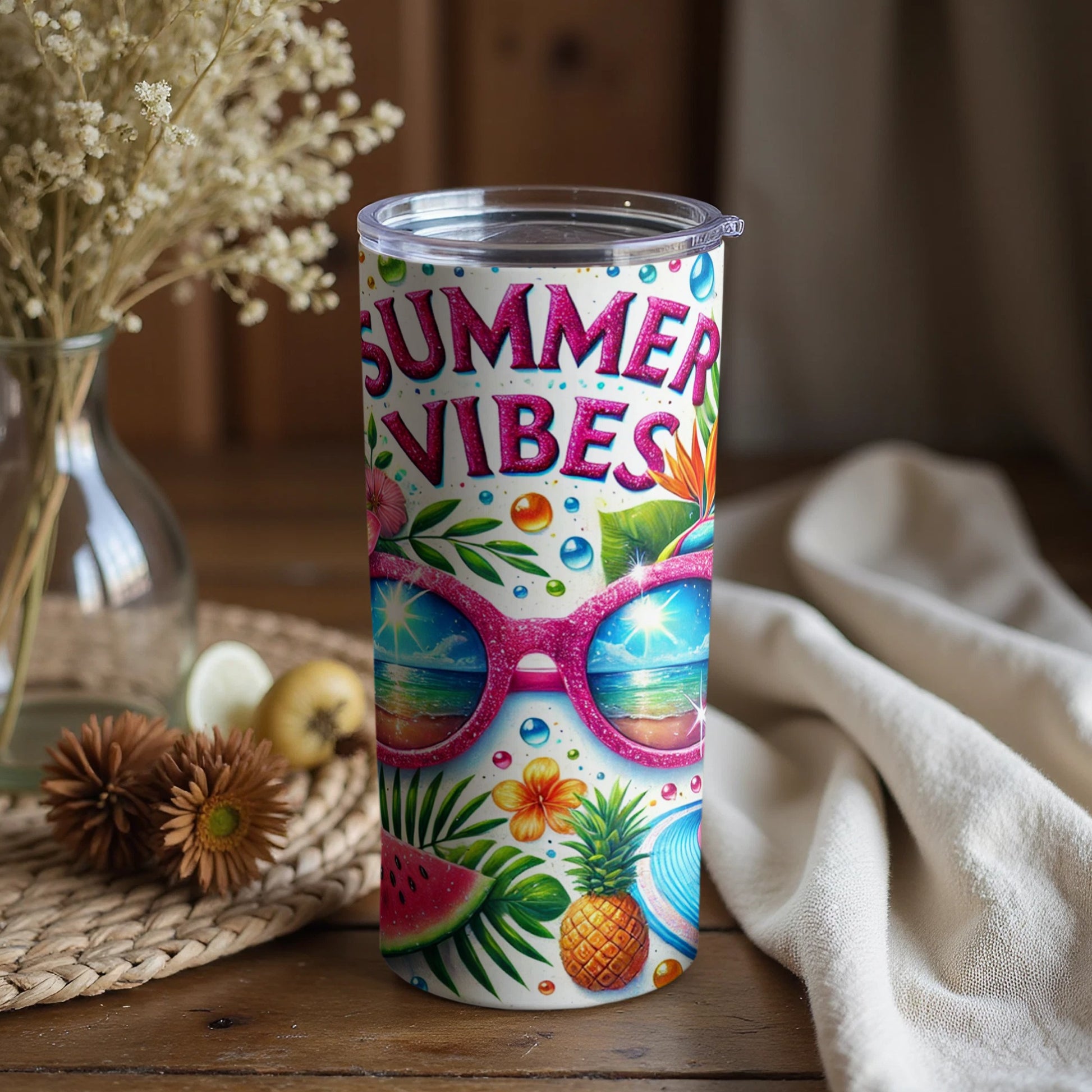 Summer Vibes Colorful Sunglasses Insulated Tumbler