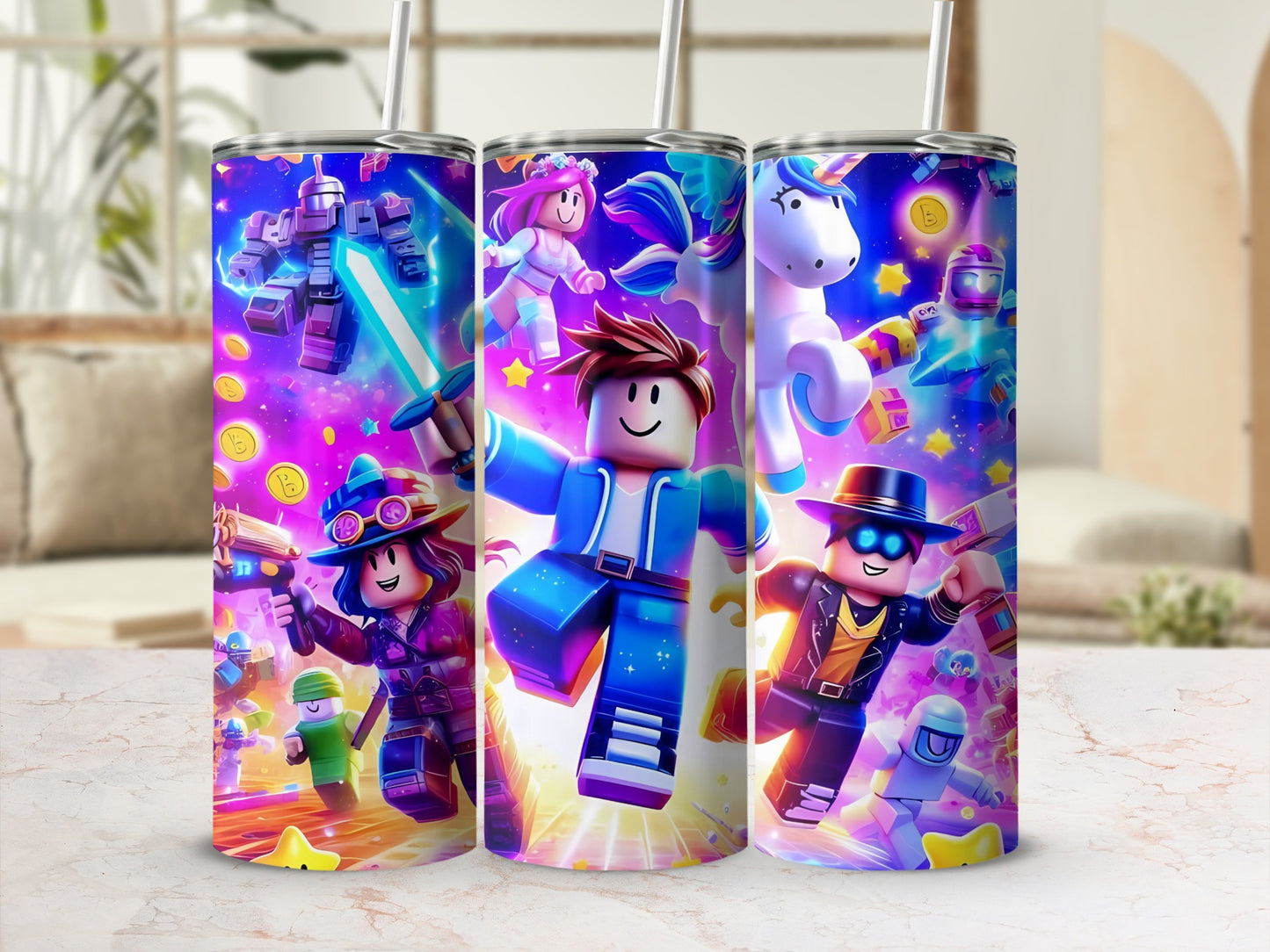 Colorful Gamer Fantasy Characters Tumbler Set