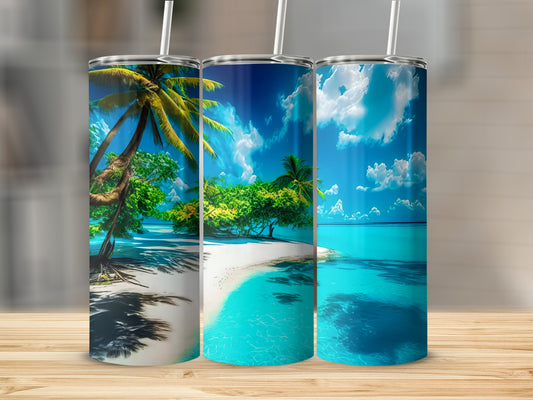 Tropical Beach Paradise Themed Tumbler Set