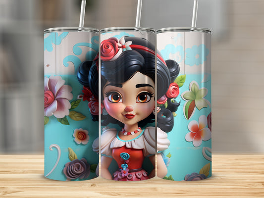 Floral Cartoon Character Design Customizable Tumbler