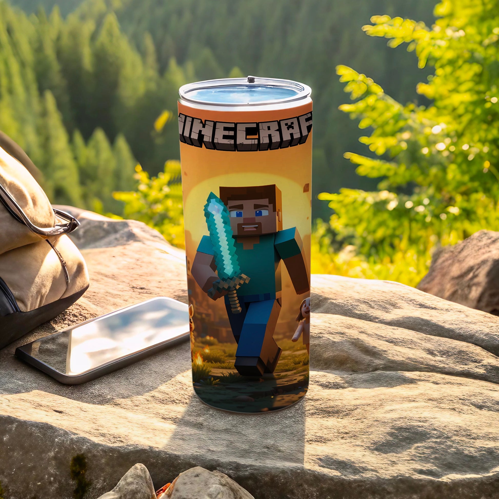 Minecraft Character Tumbler with Sword Design