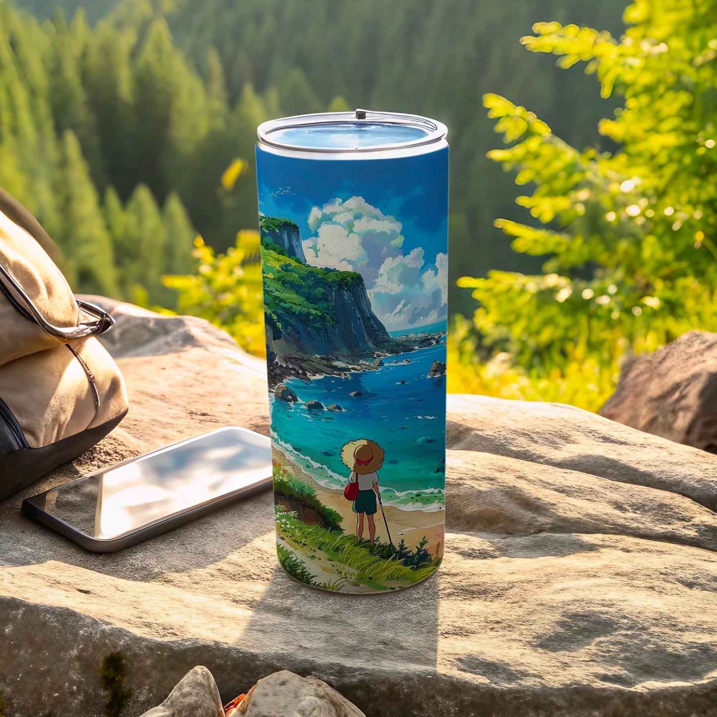 Anime Coast Ocean Cliffs Beach Traveler Art Tumbler product type
Anime Tumbler, Coastal Scene, Ocean Cliffs, Beach Design, Travel Mug, Insulated Tumbler, Drinkware Art, Summer Vibes, Nature Inspired, Ghibli Style, Aesthetic Tumbler, Unique Gift, Outdoors Drinkware, Person Beach, Cliffside Ocean, Blue Sky Clouds, Scenic Design, Art Print Tumbler, Adventure Mug, Anime Fan Gift