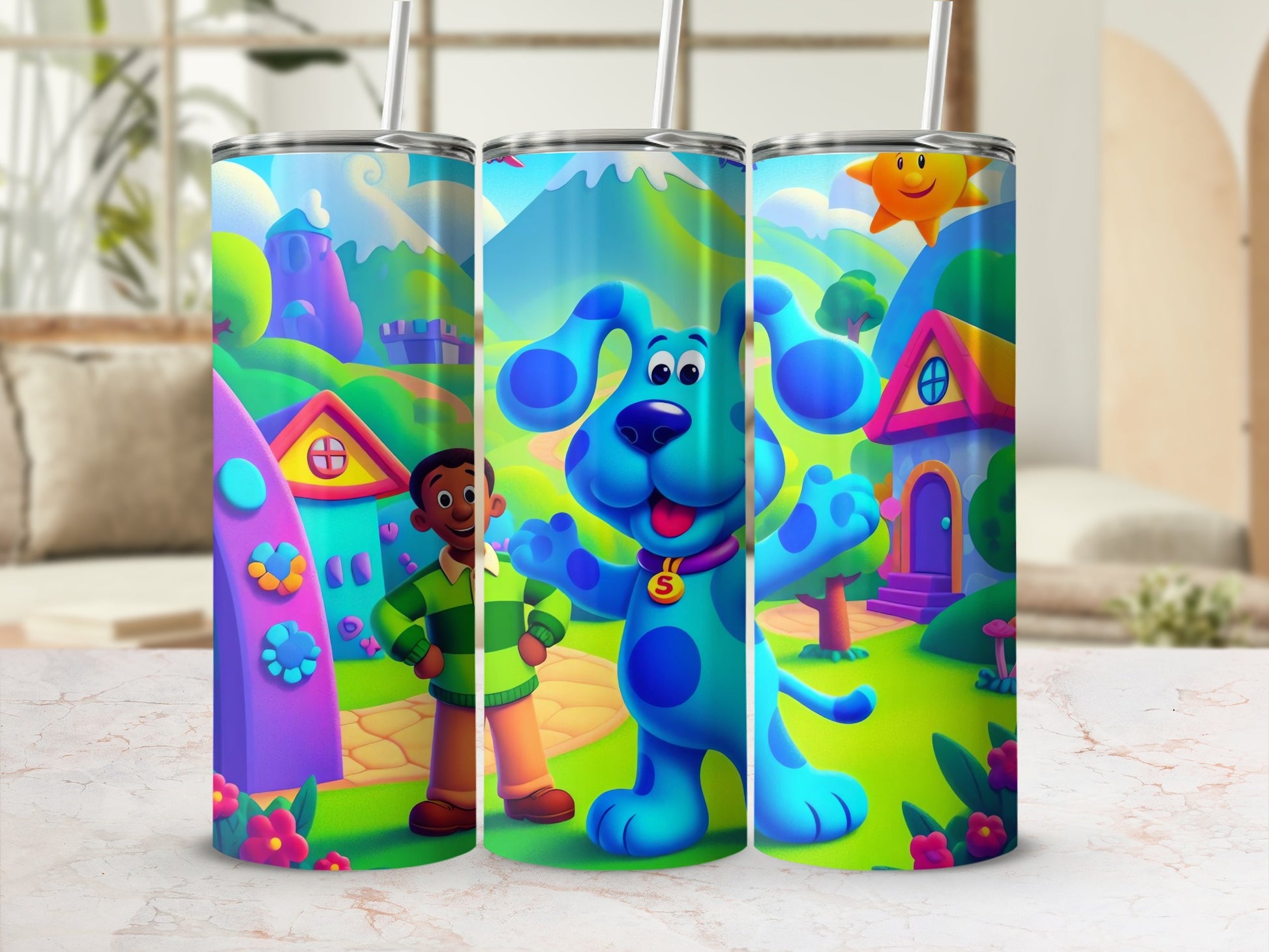 Colorful Cartoon Characters Print Insulated Tumbler