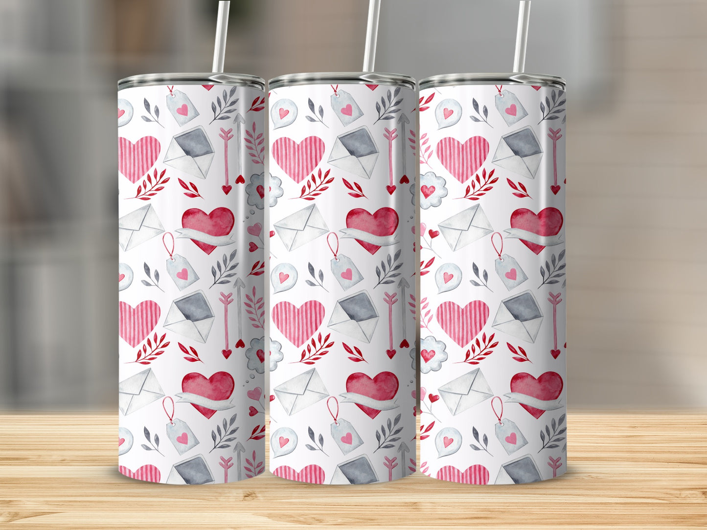 Heart and Envelope Love Tumbler Valentine's Day Design