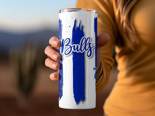 Bulls Design Blue White Pattern Stripes Tumblers