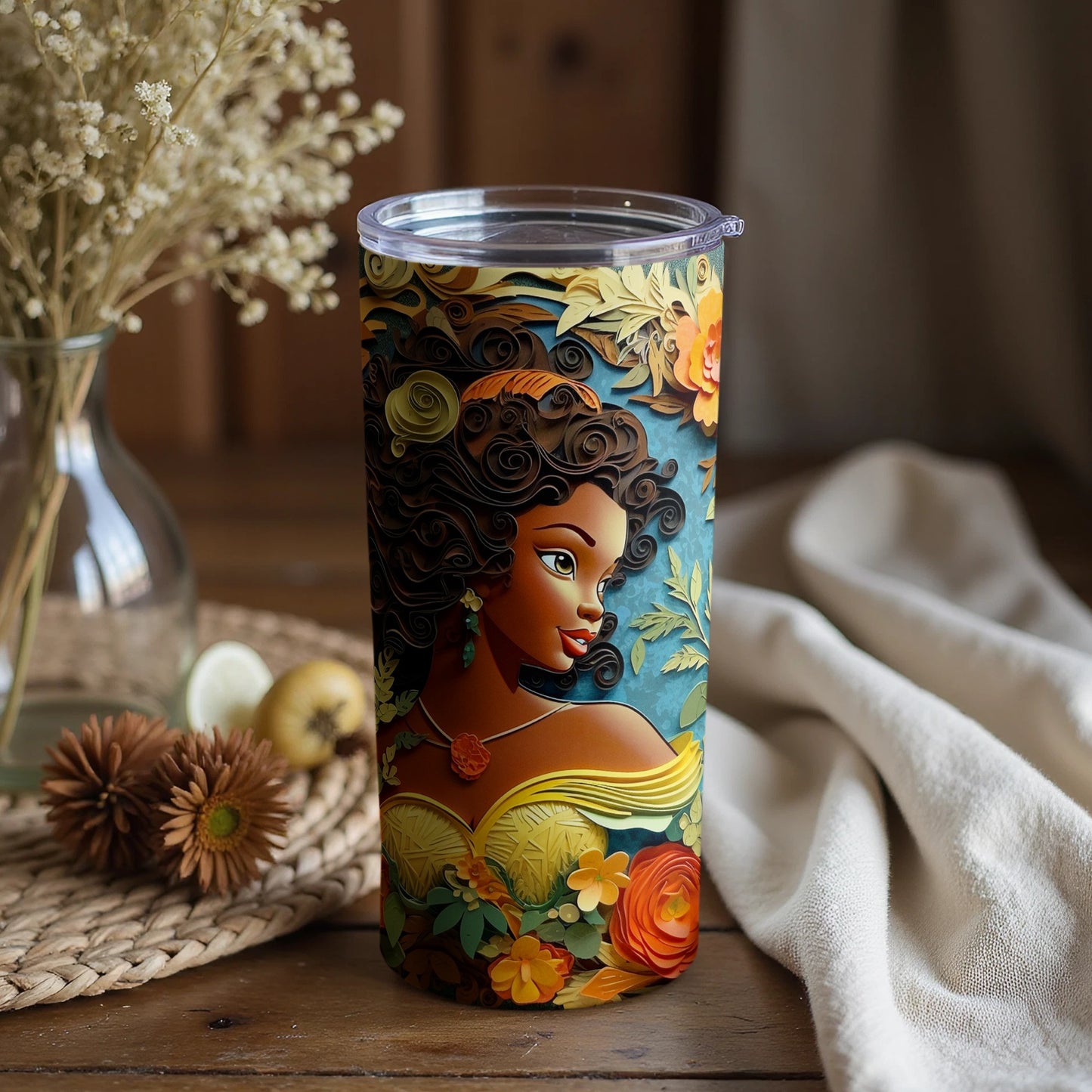 Beautifully Illustrated Woman Themed Tumbler Cup