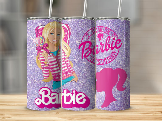 Barbie Let's Go Party Glitter Tumbler Drinkware Accessory