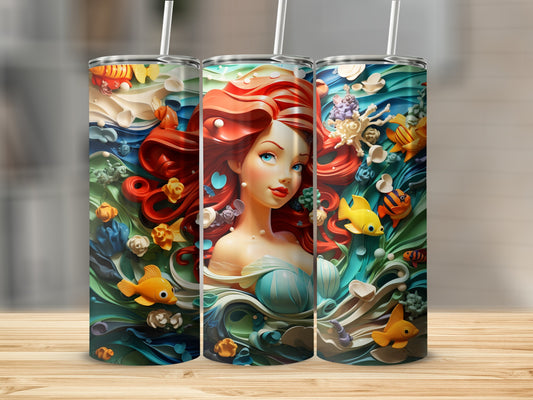 Colorful marine-themed woman artwork tumbler product
