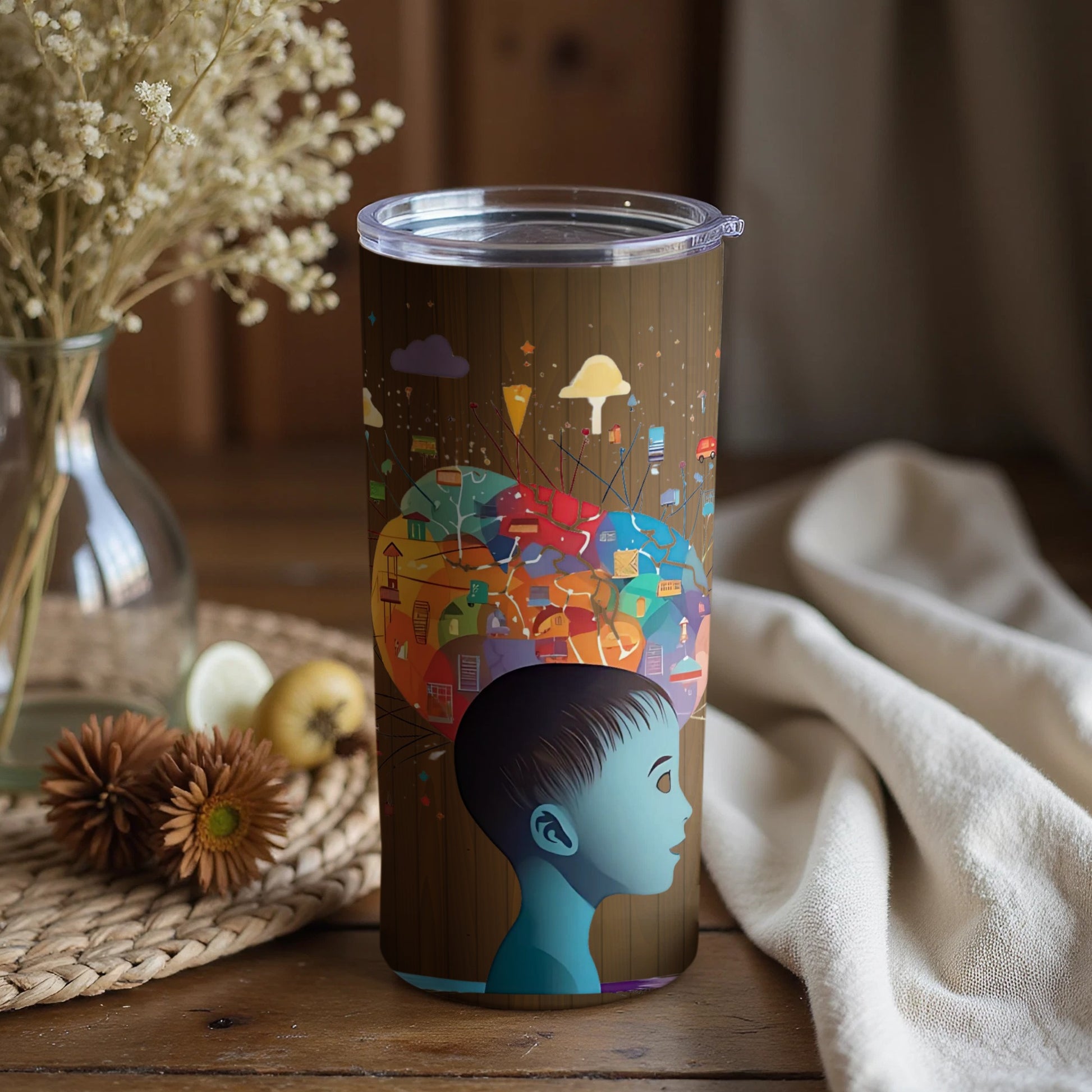 Abstract Colorful Boy Art on Insulated Tumbler