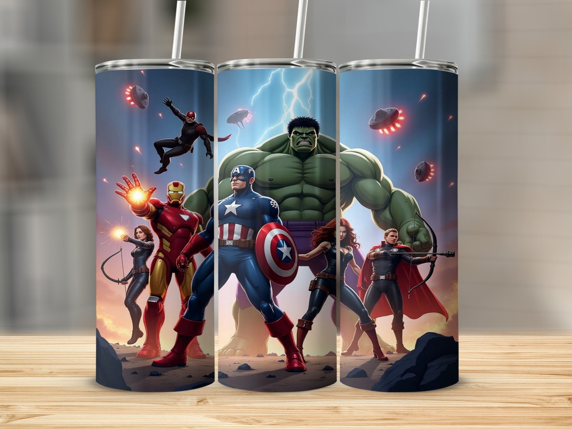 Superhero Group Design Stainless Steel Tumbler Flask