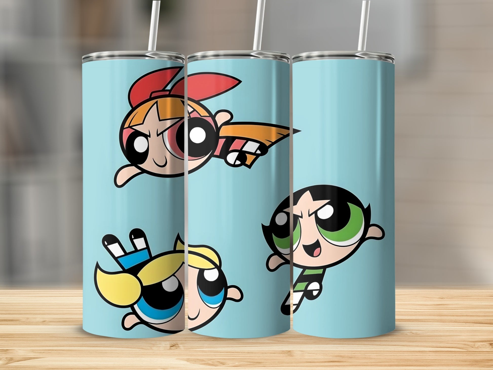 Cute Cartoon Superheroes Stainless Steel Blue Cup