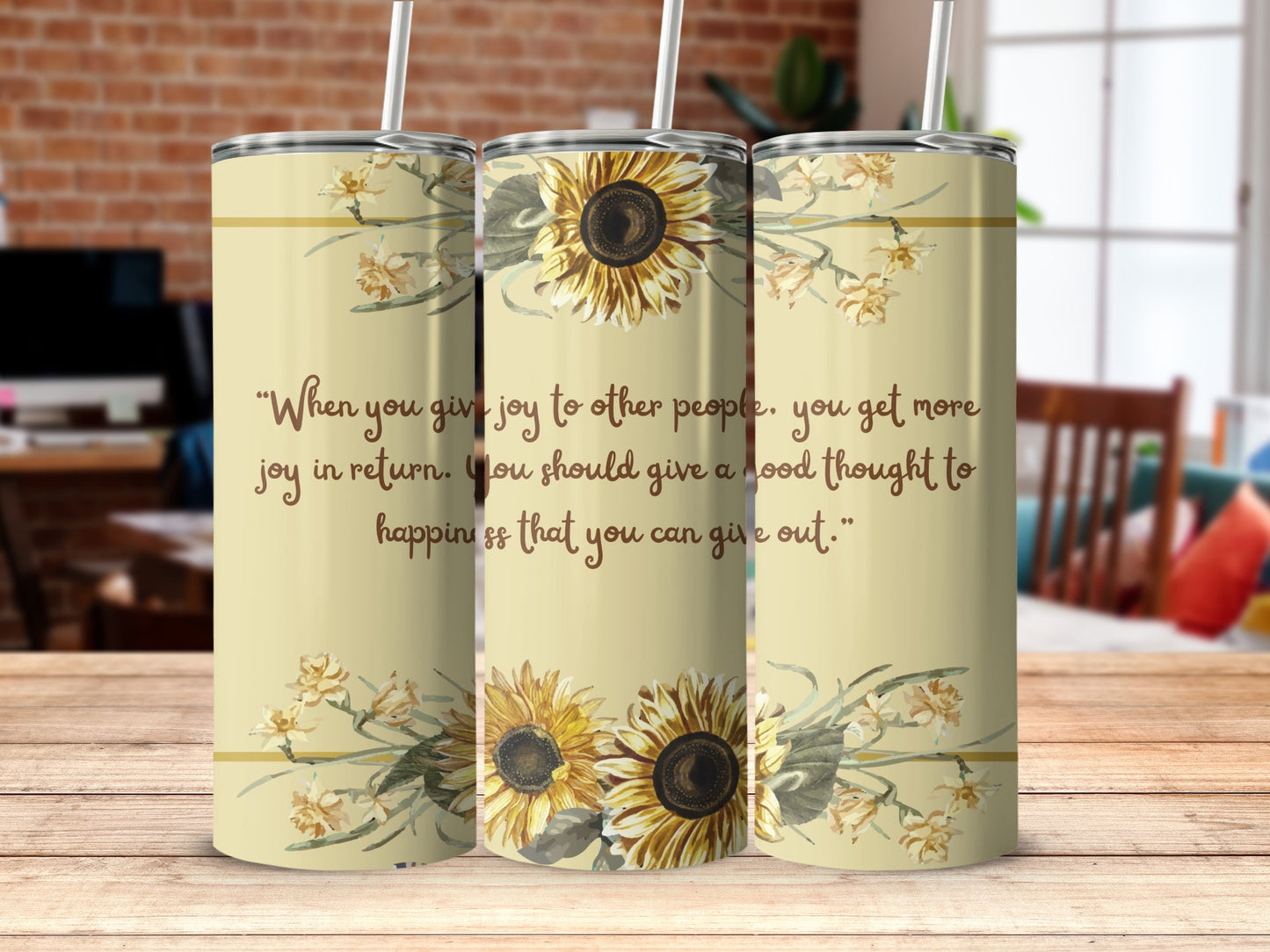 Inspiring Sunflower Design Quote Sublimation Tumbler