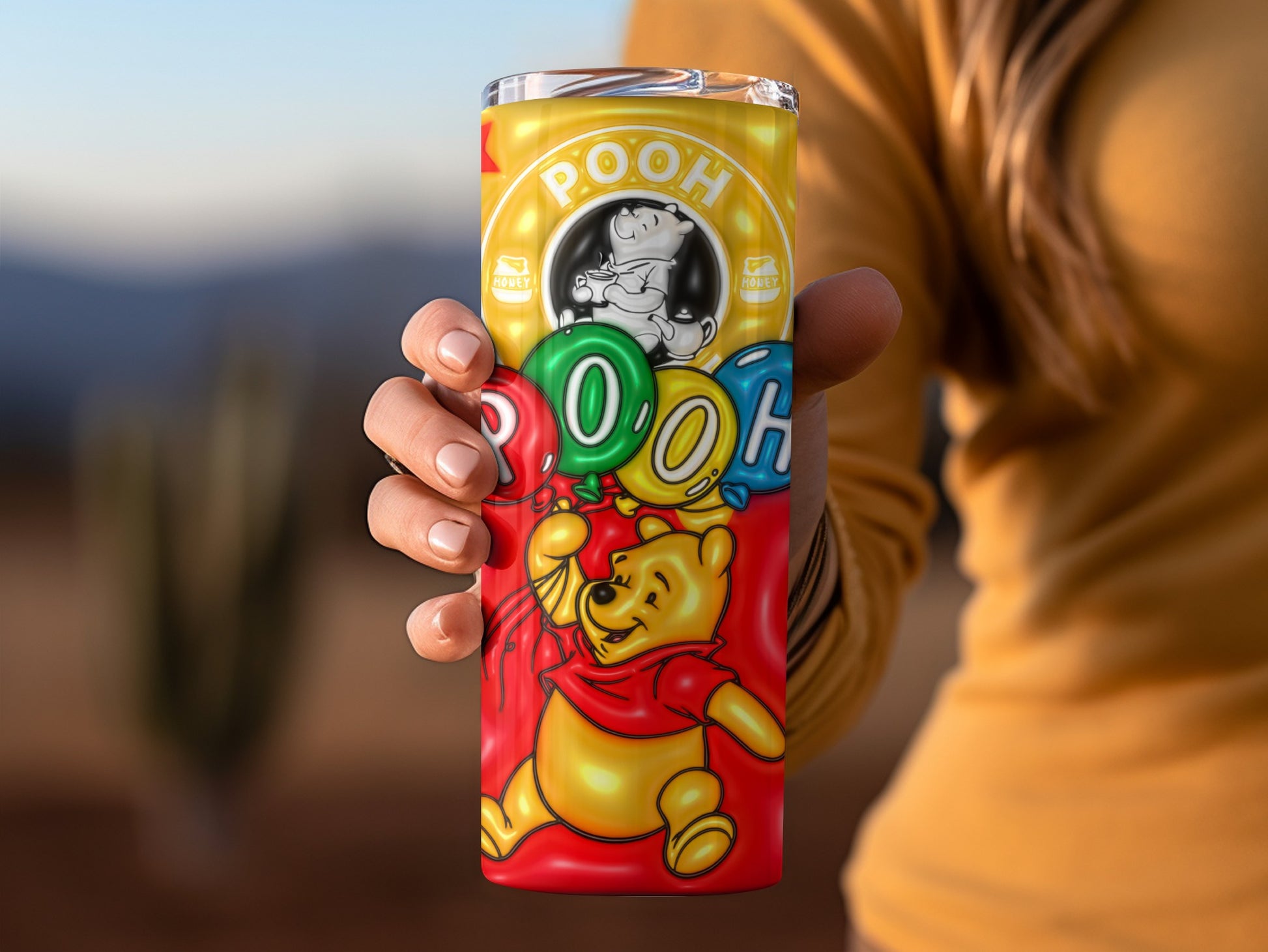Winnie The Pooh Colorful Balloons Design Tumbler