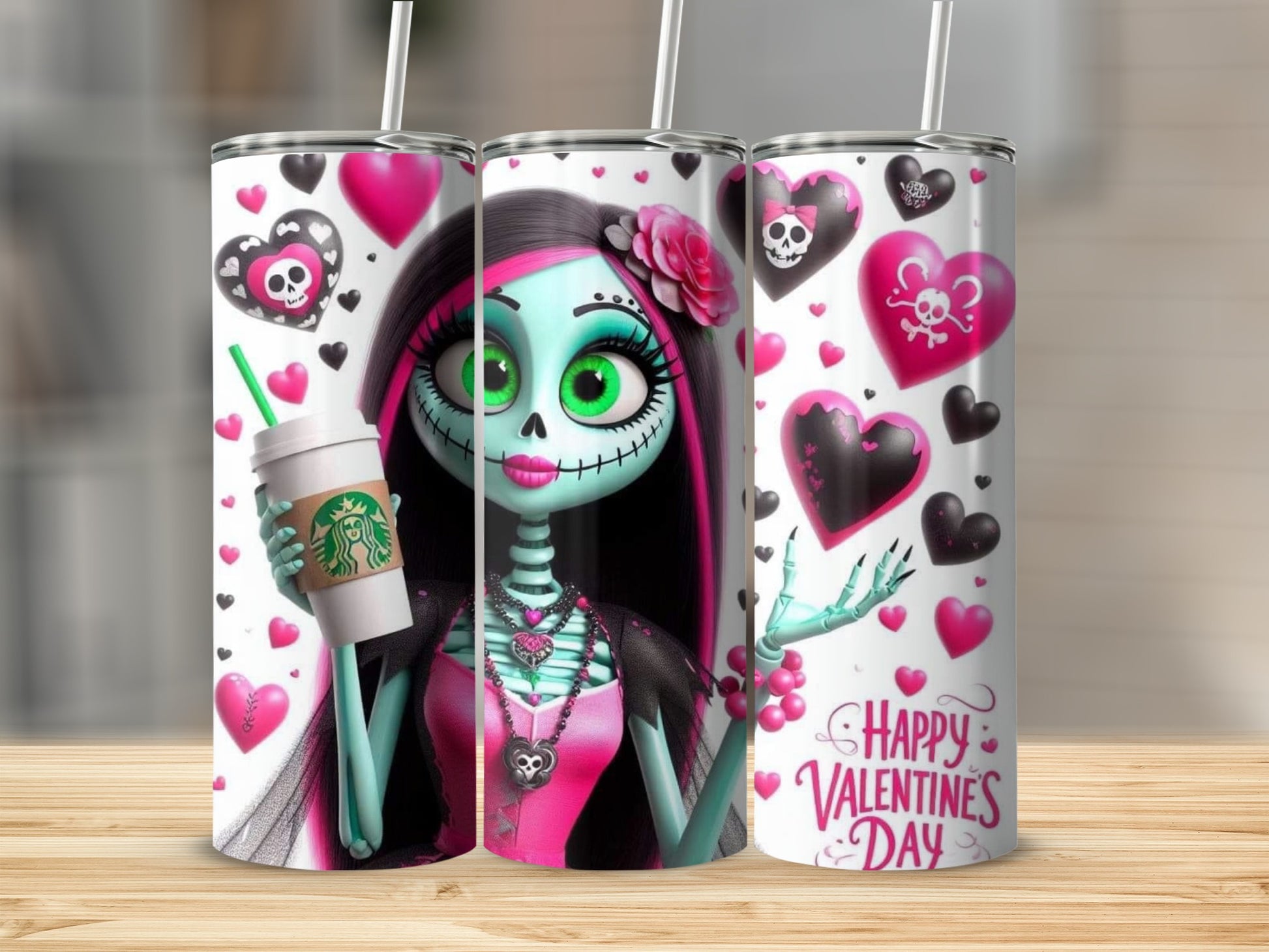 Happy Valentines Day Skeleton Tumblers