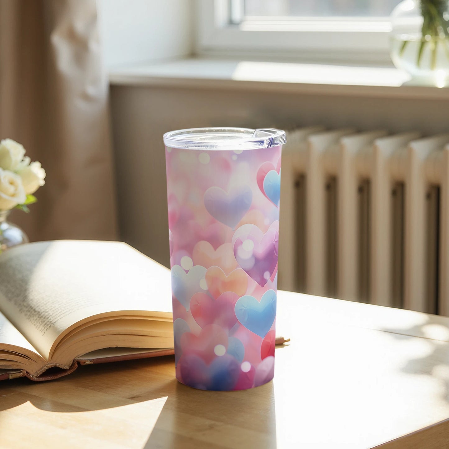 Colorful Heart Design Insulated Travel Tumbler