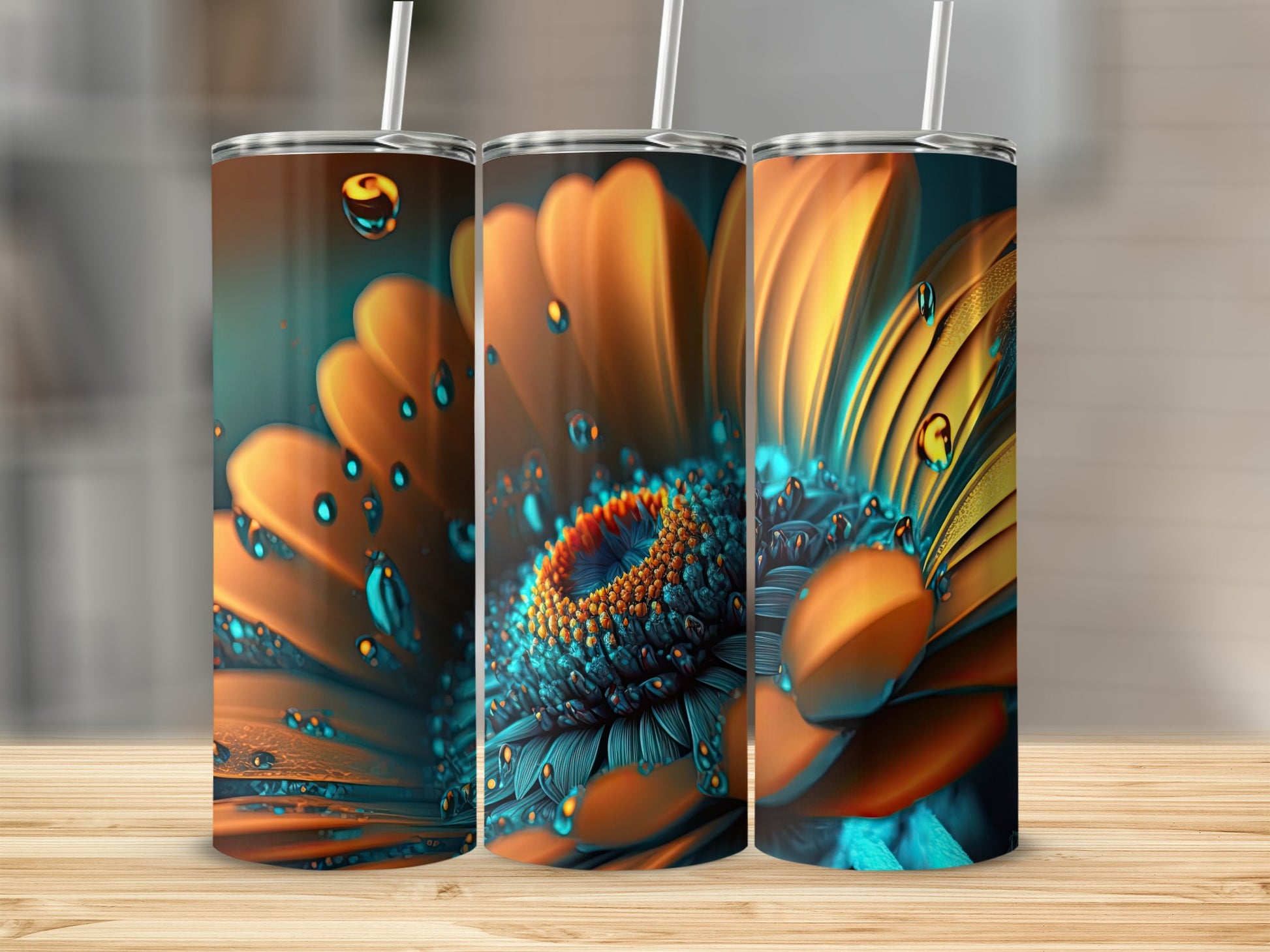 Vibrant Macro Flower Design Insulated Tumbler Cup