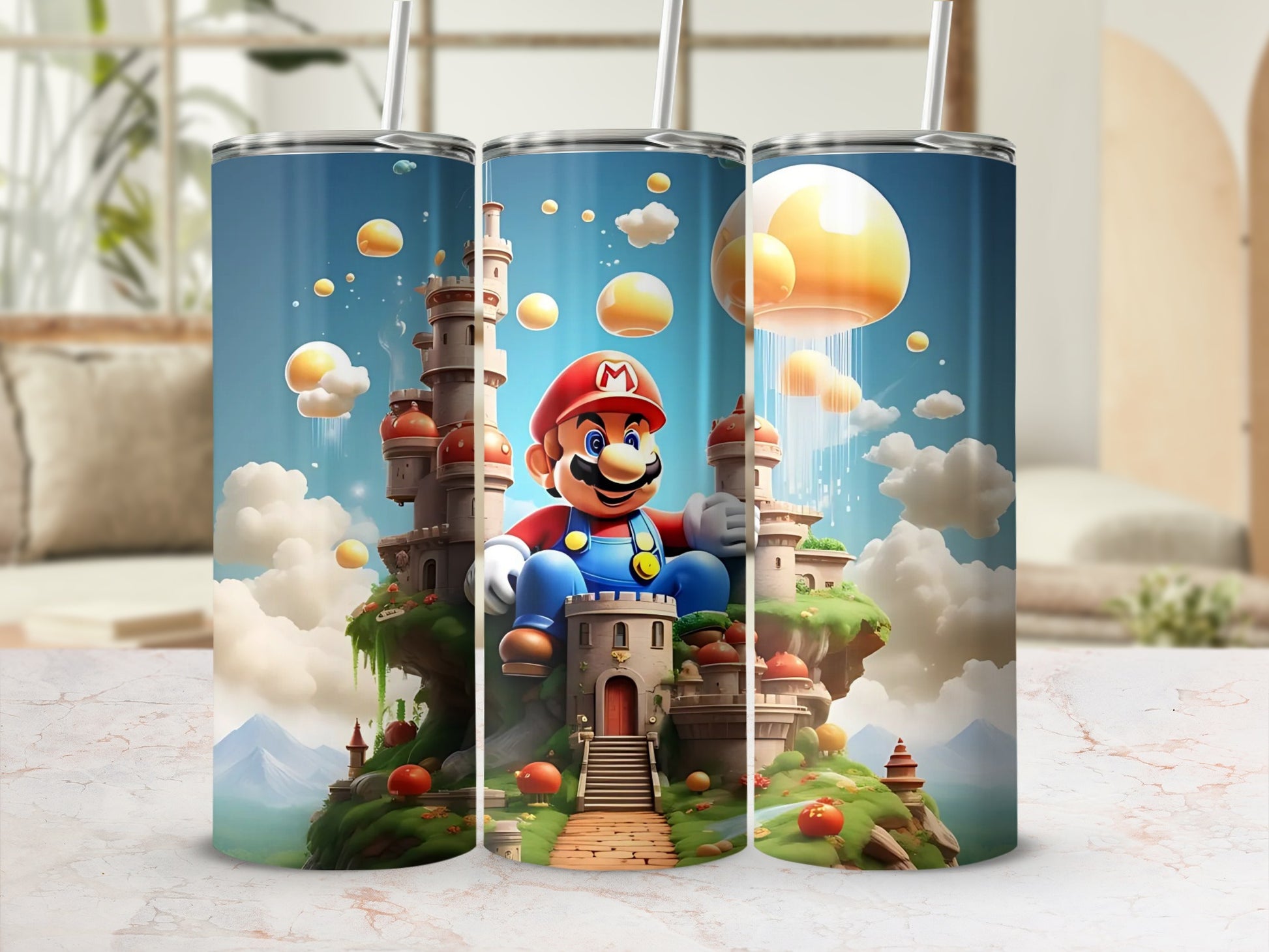 Colorful Cartoon Fantasy Scene Insulated Tumblers Set