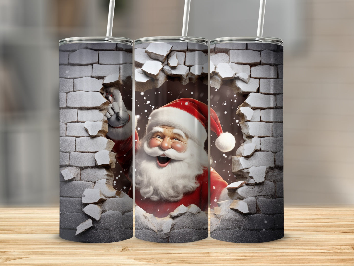 Festive Santa Claus Breaking Out Christmas Tumbler