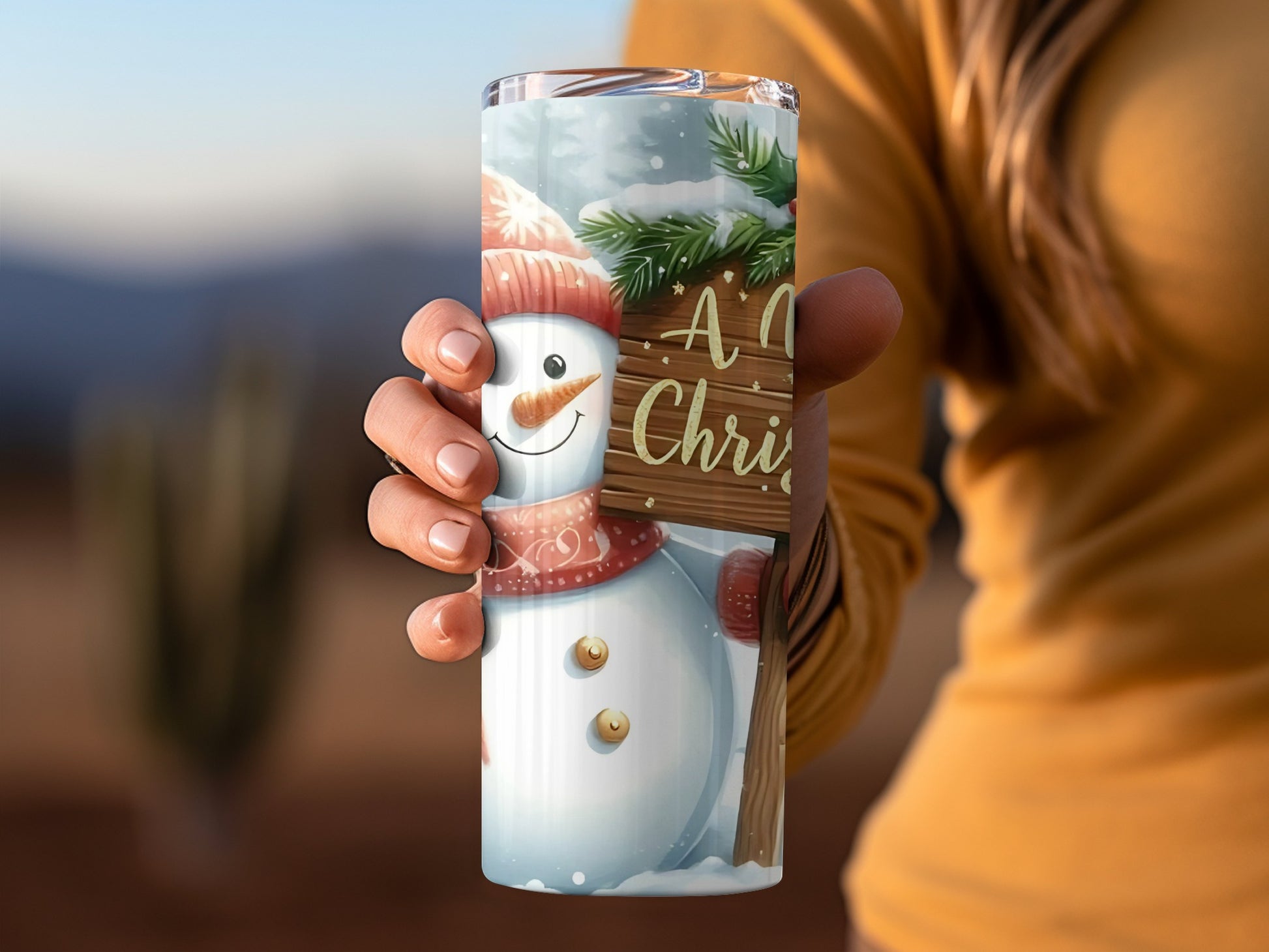 Merry Christmas Snowman Holiday Tumbler with Cute Design