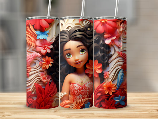 Vibrant Floral Design on Women's Drinking Tumbler