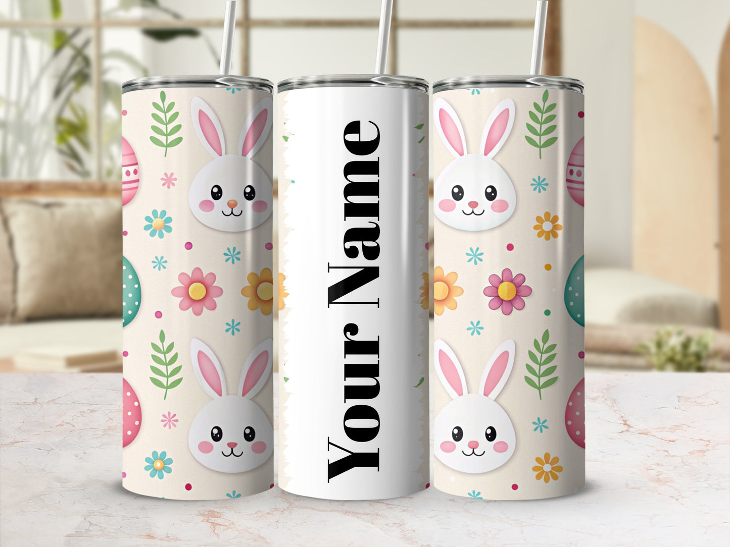 Cute Easter Bunny Personalized Tumbler Drinkware