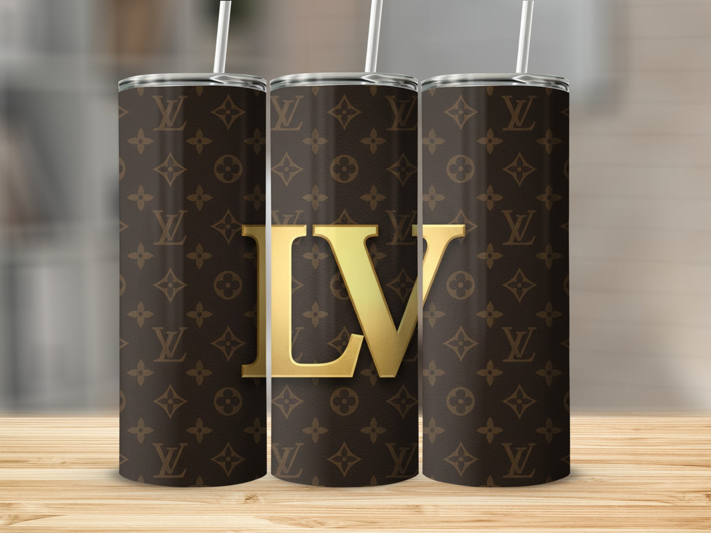 Elegant Monogrammed LV Pattern Tumbler Perfect for Gifts