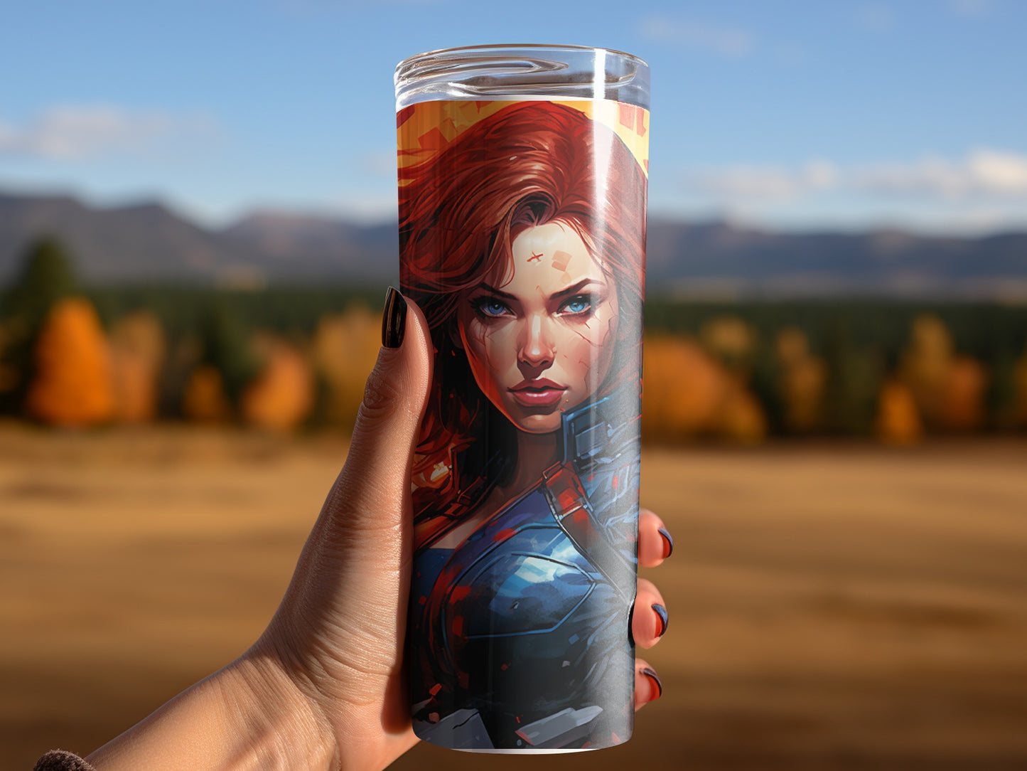 Fierce Redheaded Warrior Design Printed Tumbler