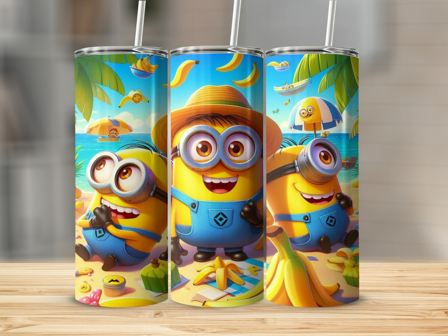 Cute Minion Themed Beach Scene Tumblers for Kids
