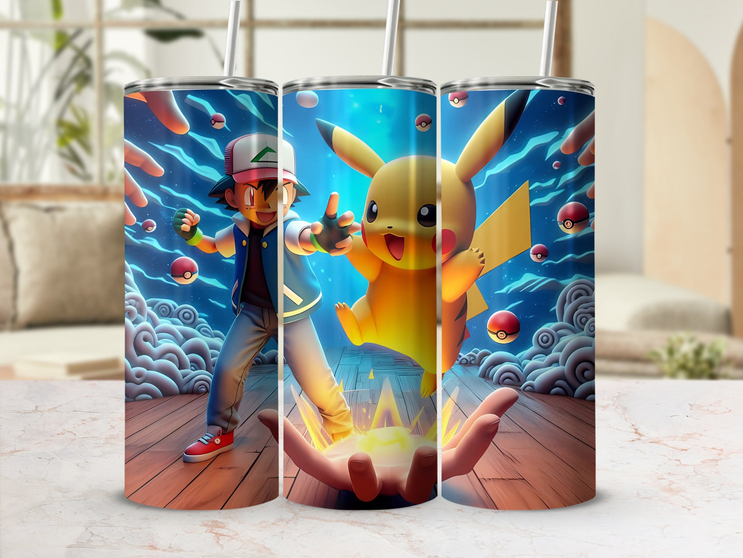 Exciting Pikachu and Trainer Adventure Tumbler