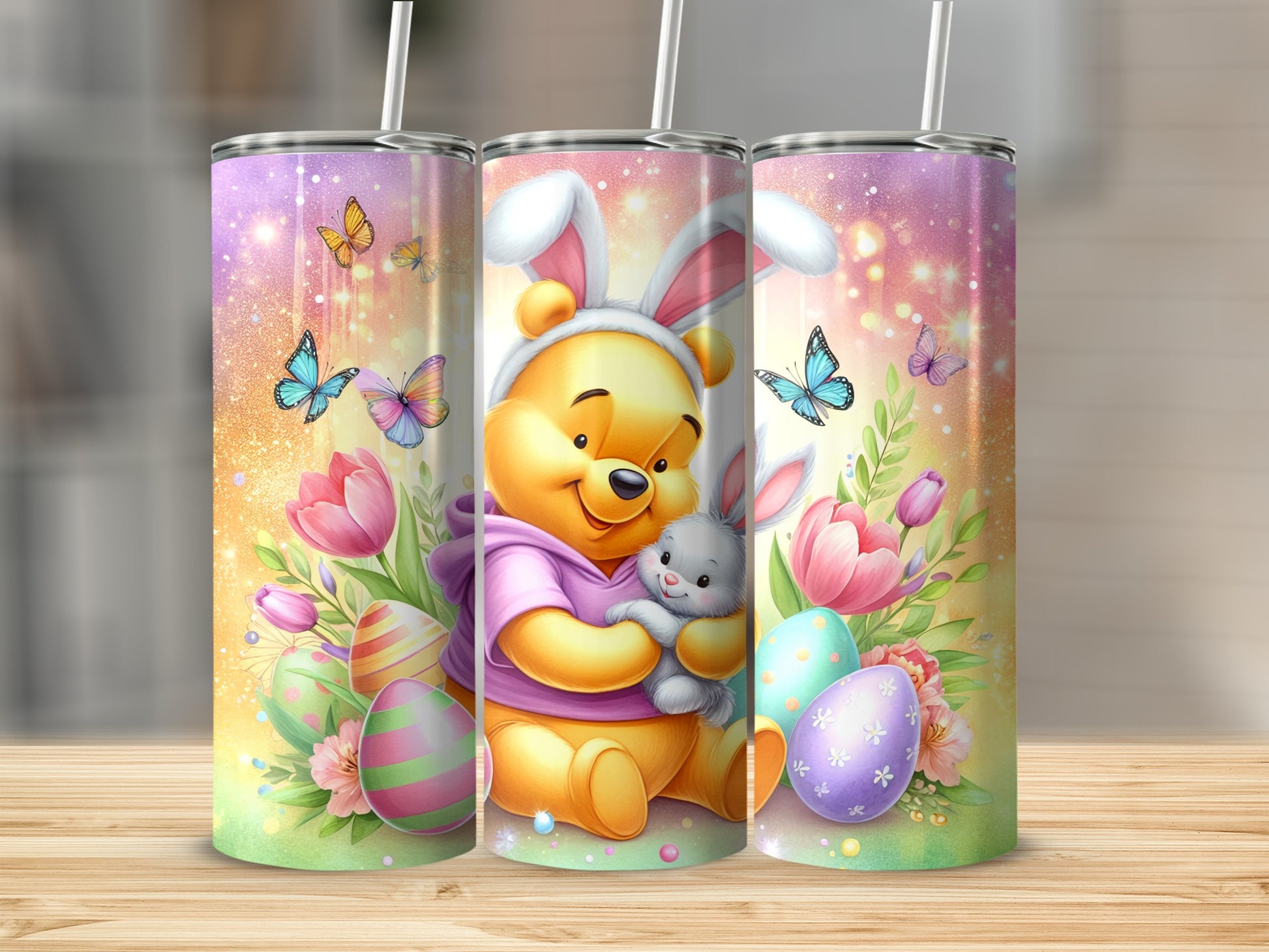 Adorable Easter Bunny and Flowers Tumbler Drinkware