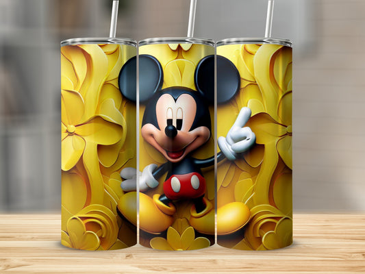 Mickey Mouse Yellow Floral Design Tumbler