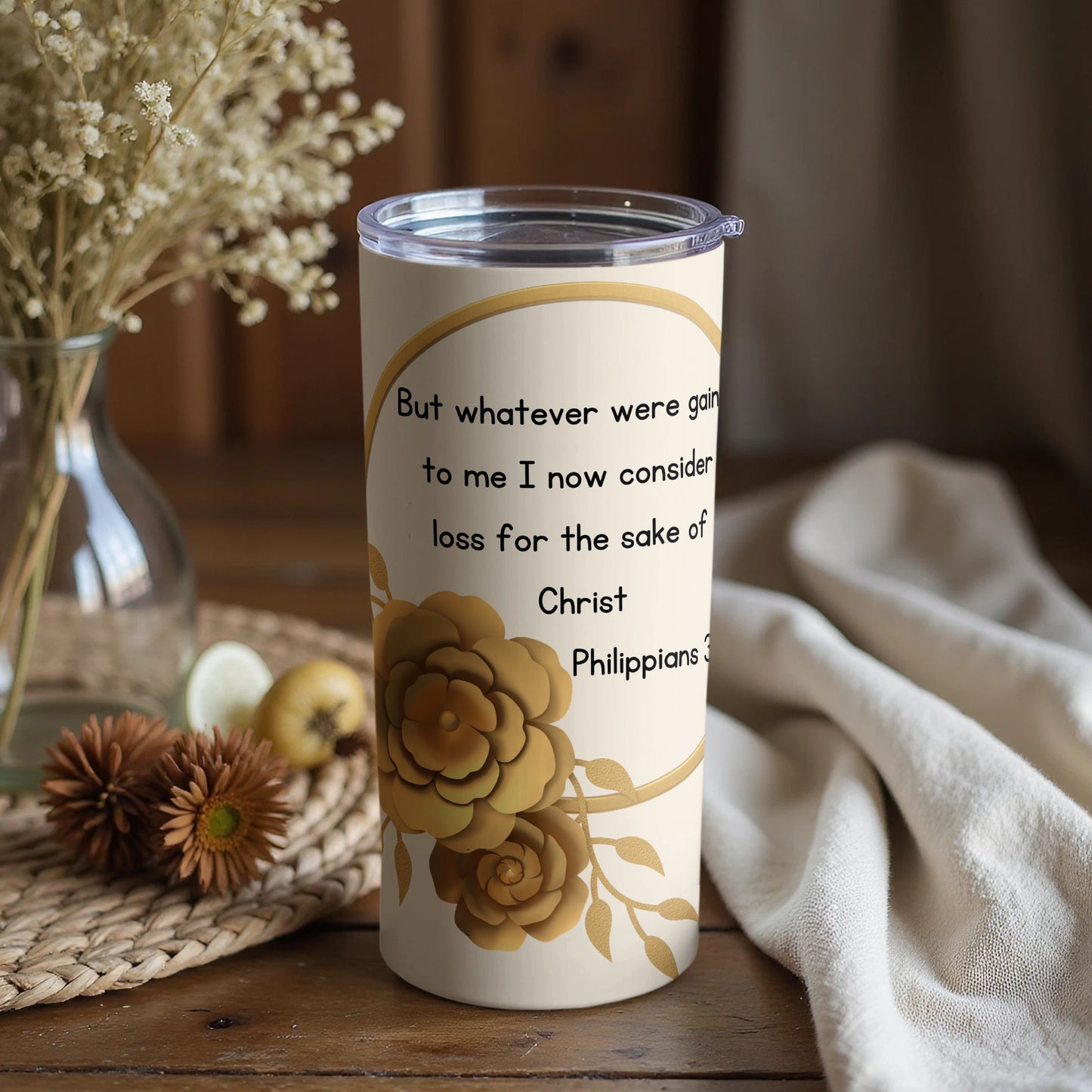 Inspirational Philippians 3 Verse Tumbler Product