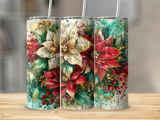 Christmas Floral Art Tumbler for Festive Celebrations