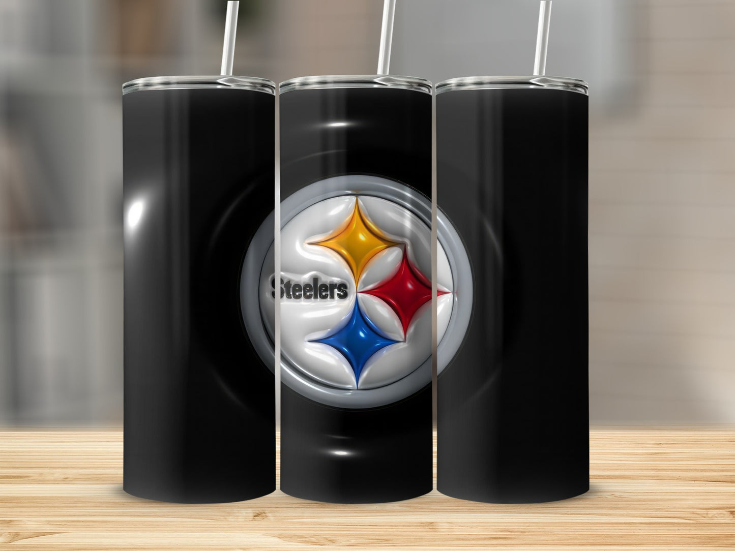 Steelers Logo Image Black Background With Symbols Tumblers