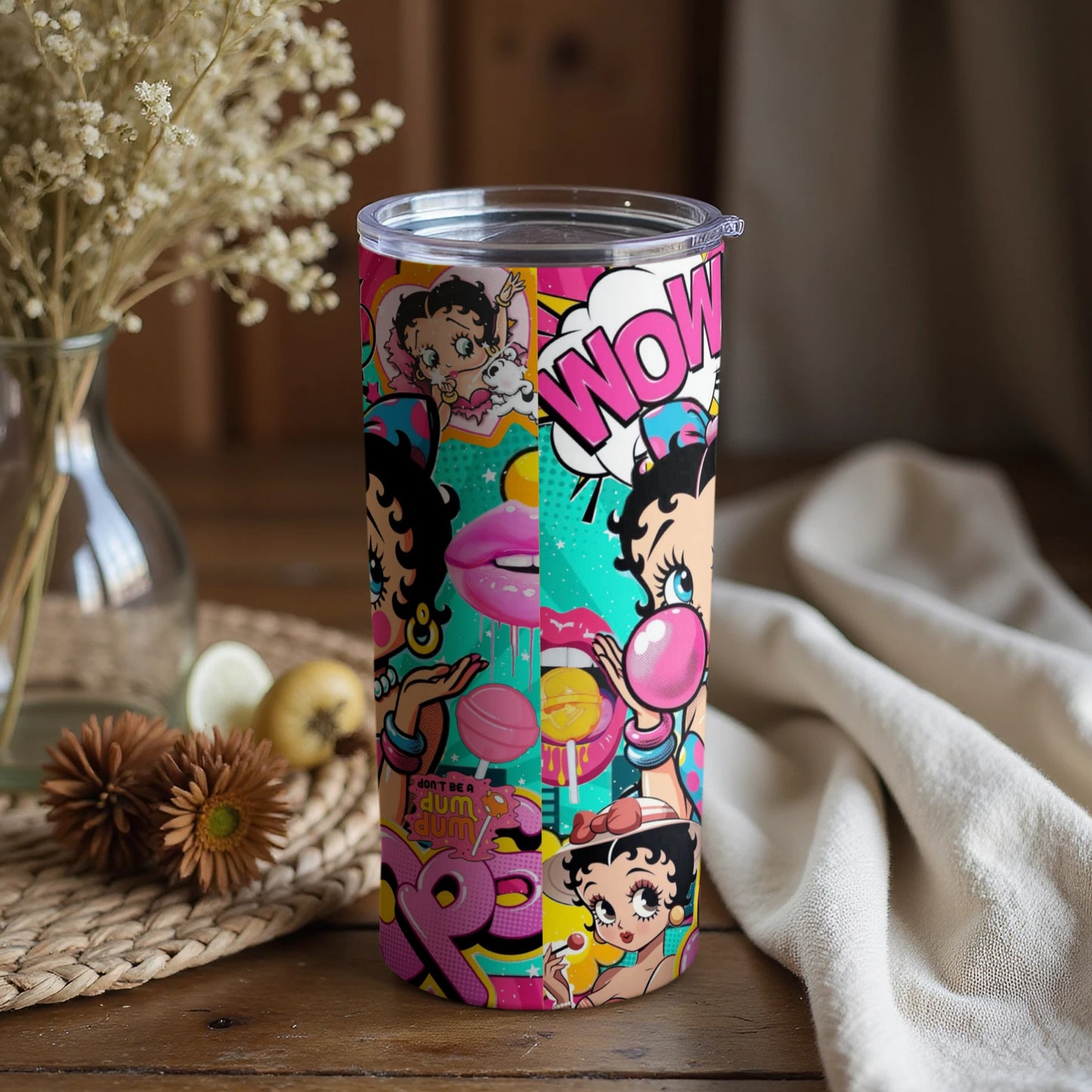 Vibrant Pop Art Design WOW Travel Tumbler Cup