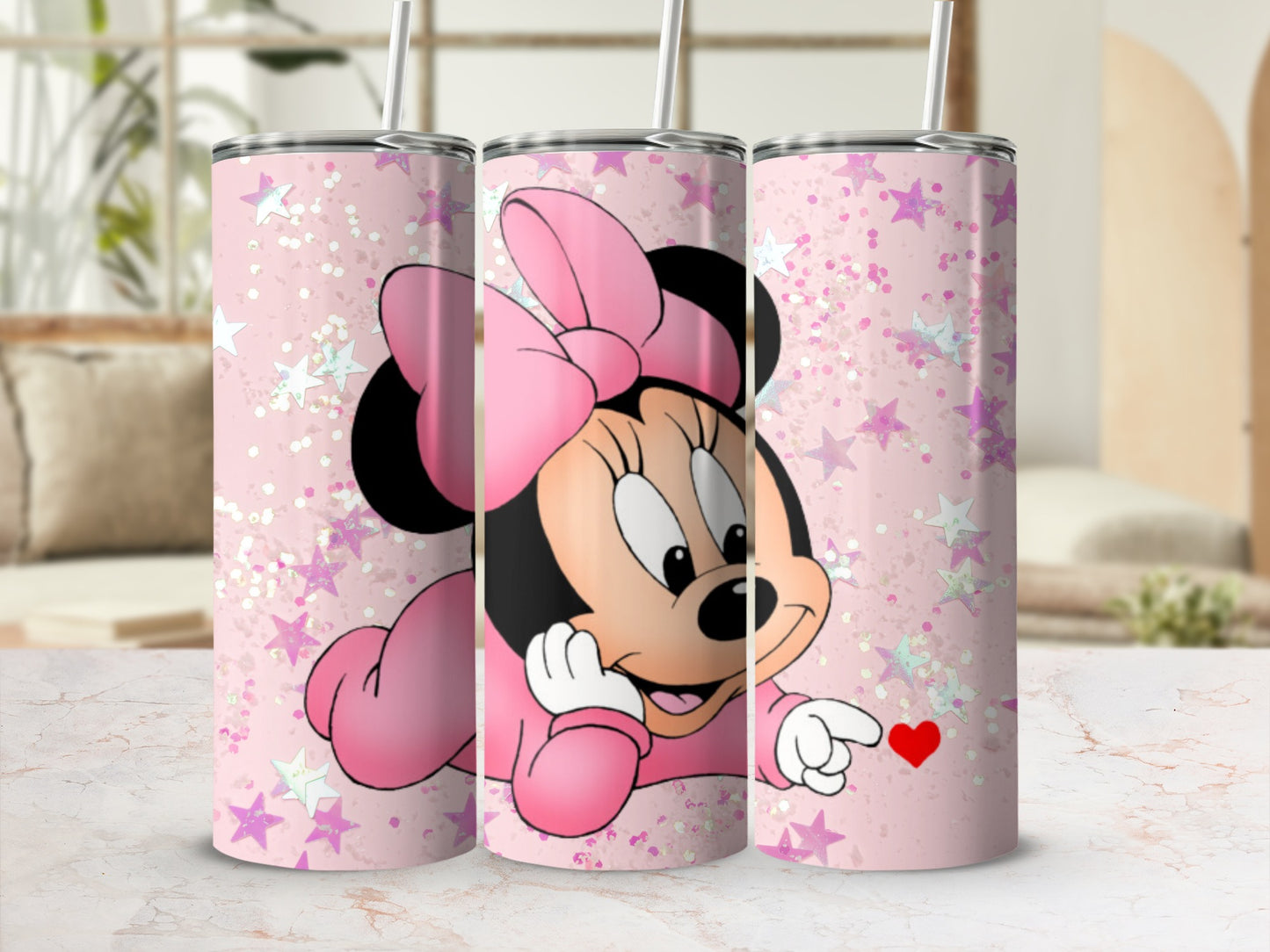 Adorable Pink Character Tumbler With Heart Design